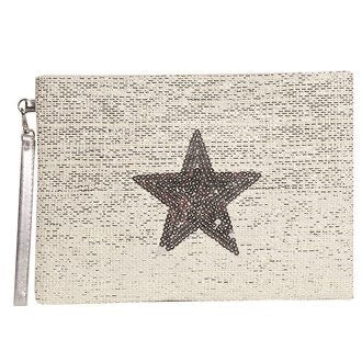 Ivory/Silver Star Shopping Bag