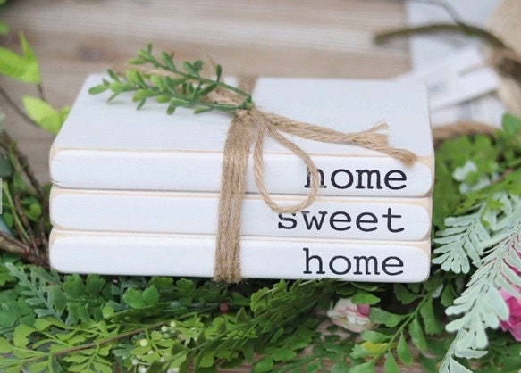 Home Sweet Home Decorative Fir Wood Book Wooden Decor,White