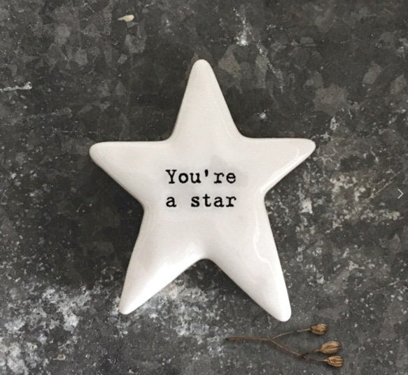 White Porcelain Star Pebble - You’re a star