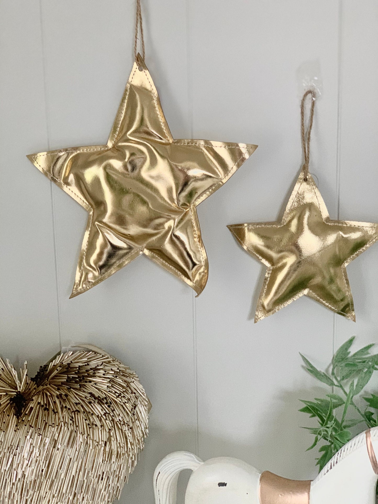 Various Sizes, Gold Fabric Star Hanging Decoration