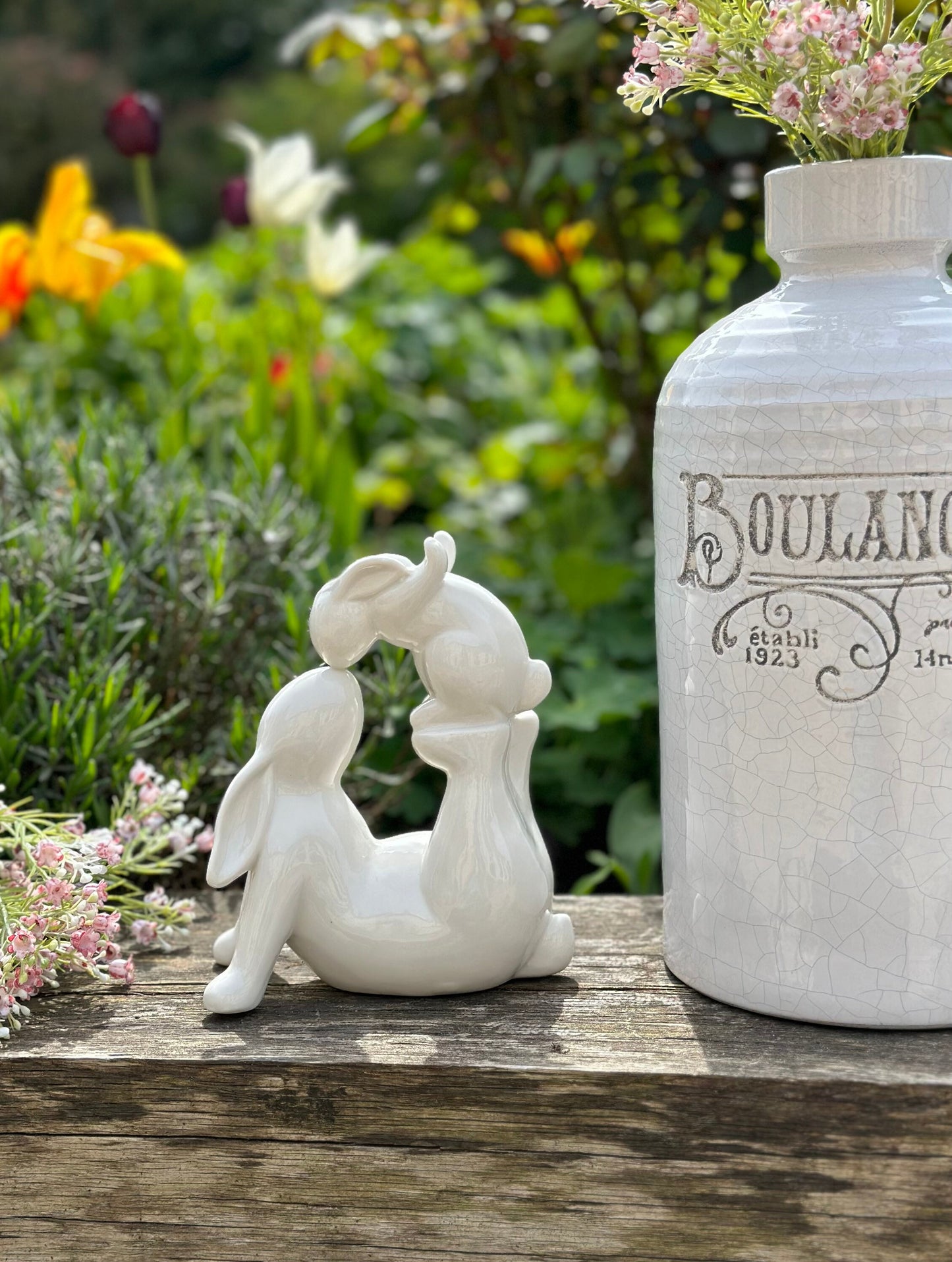 White Kissing Bunnies