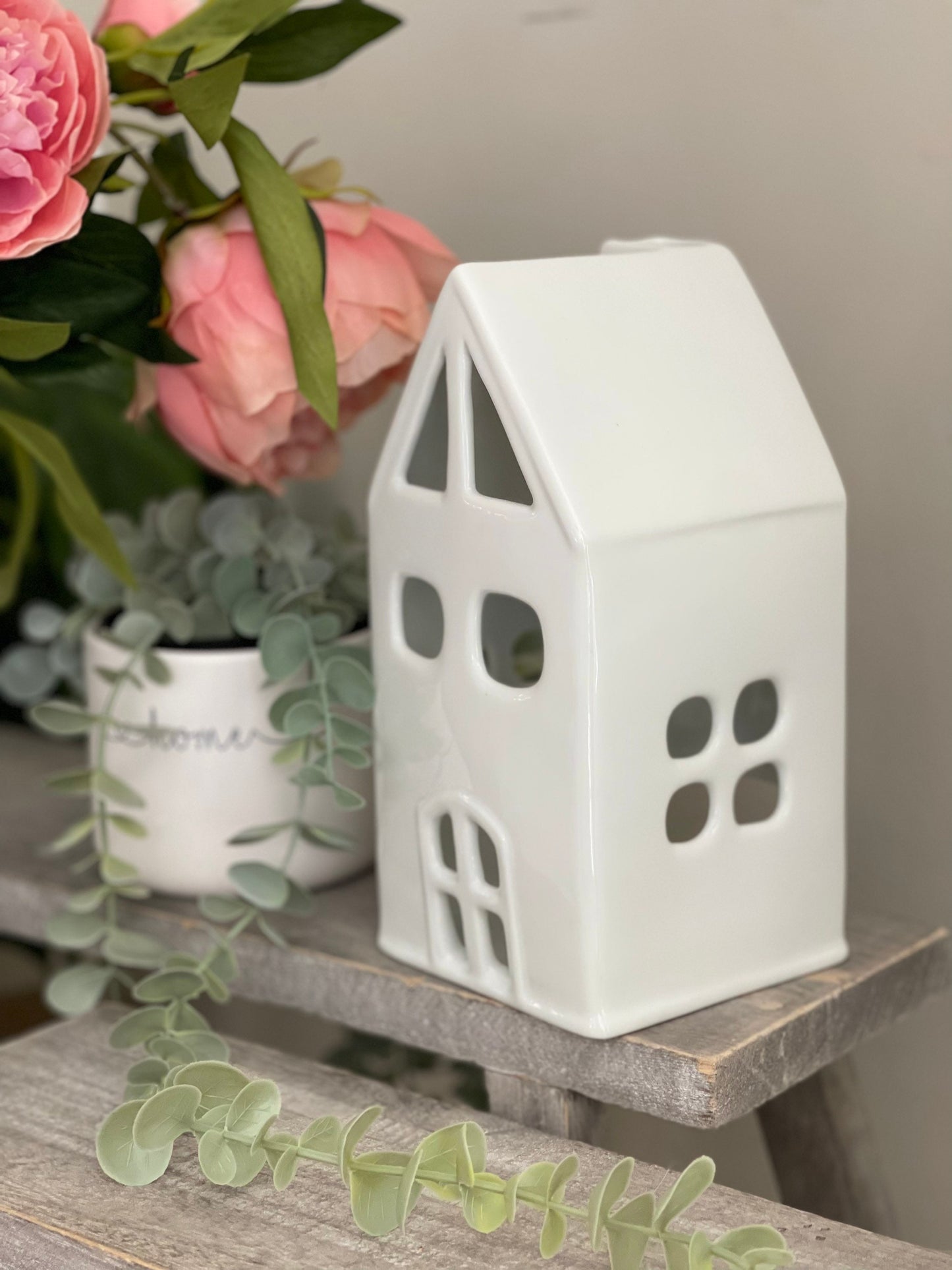 Ceramic White Glazed Houses - 3 Sizes Available