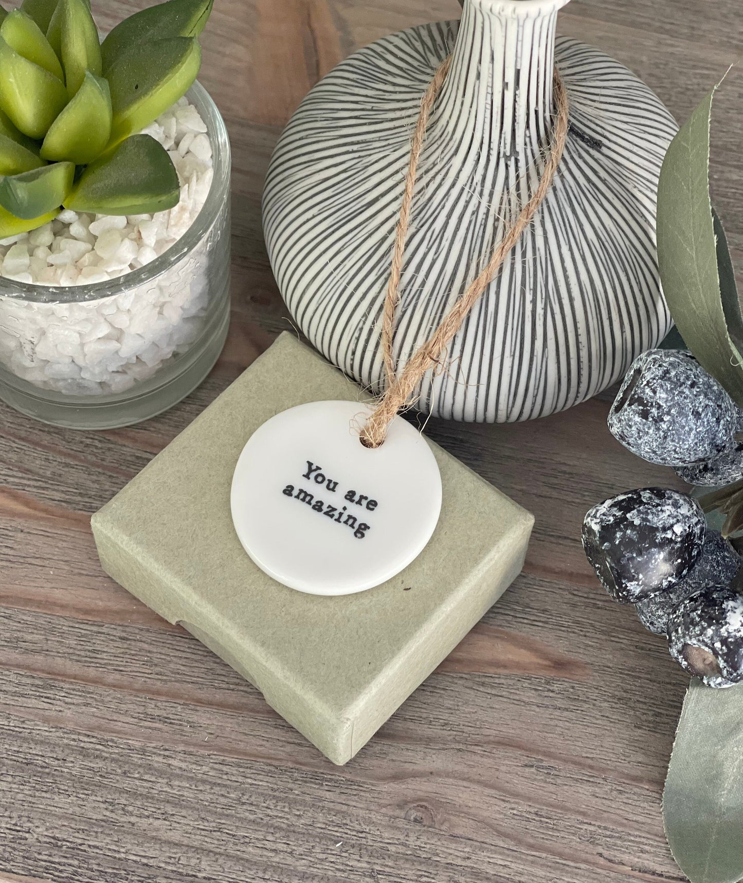 You Are Amazing Porcelain Hanging Token