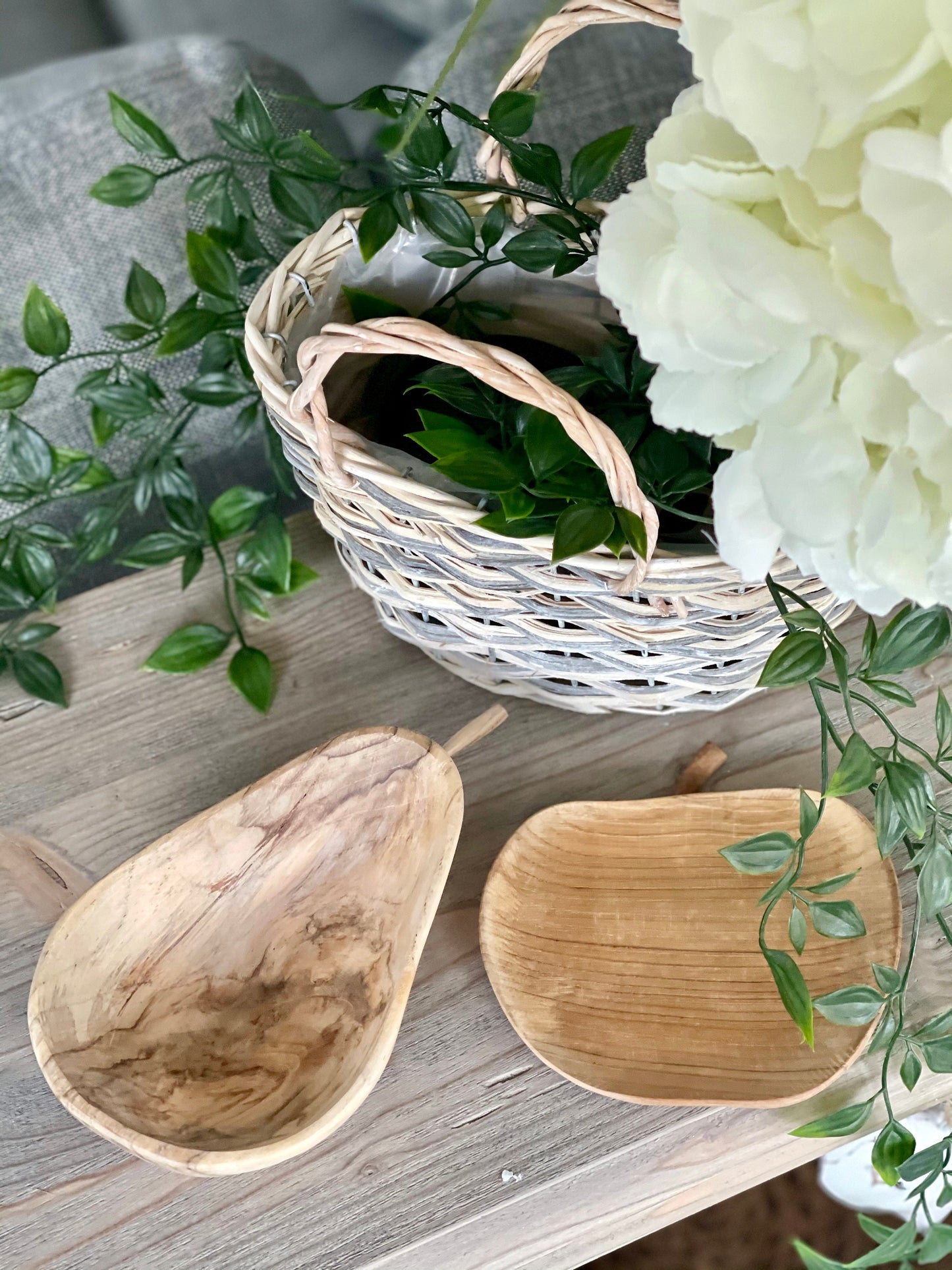 Rustic Wooden Carved Apple Bowl