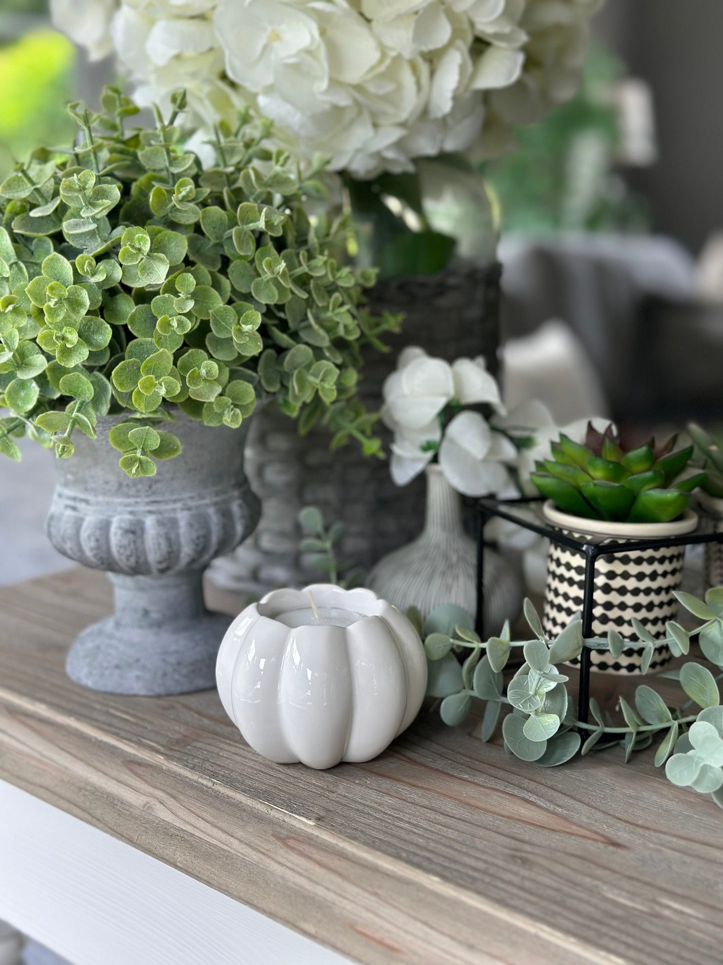 White Pumpkin Tea Light Holder