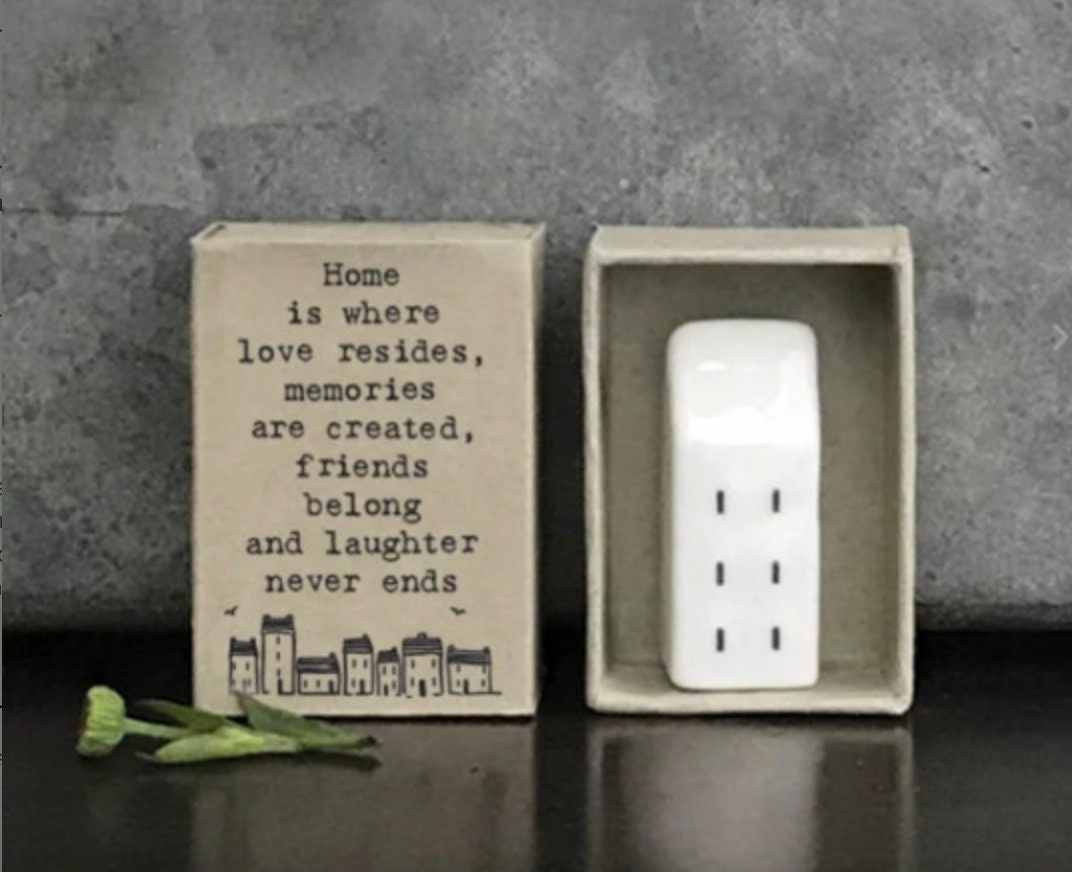 Home is where love resides - Matchbox Size Porcelain House