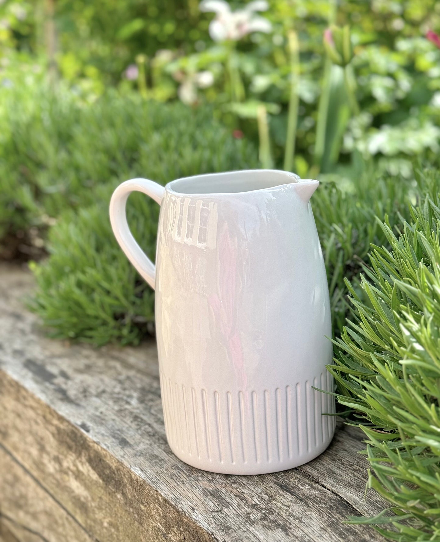 White Ridged Porcelain Jug