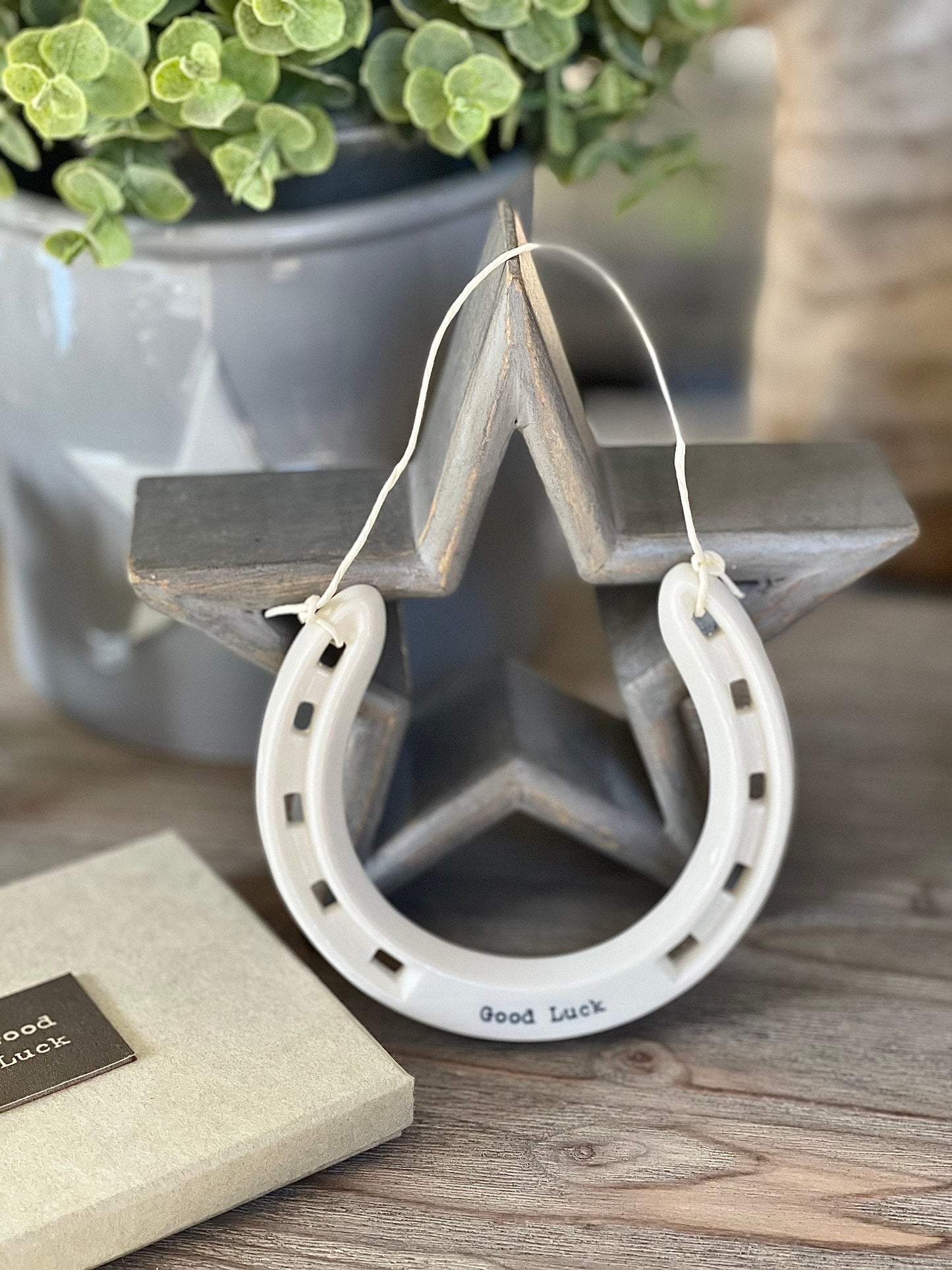 East Of India Porcelain Horseshoe - Good Luck