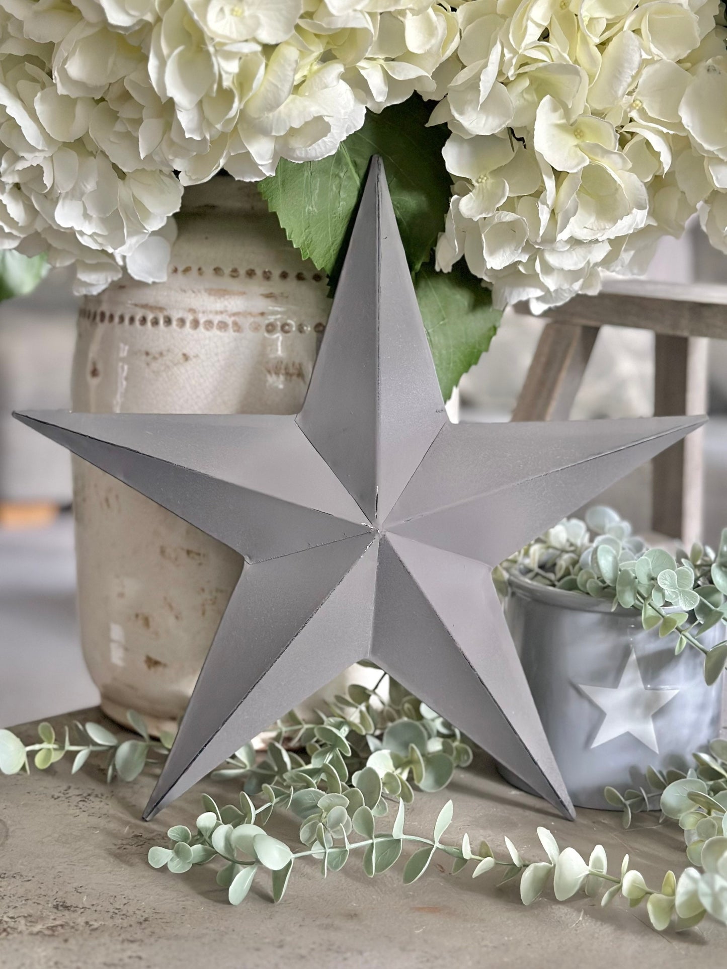 Rustic Grey Metal Barn Star