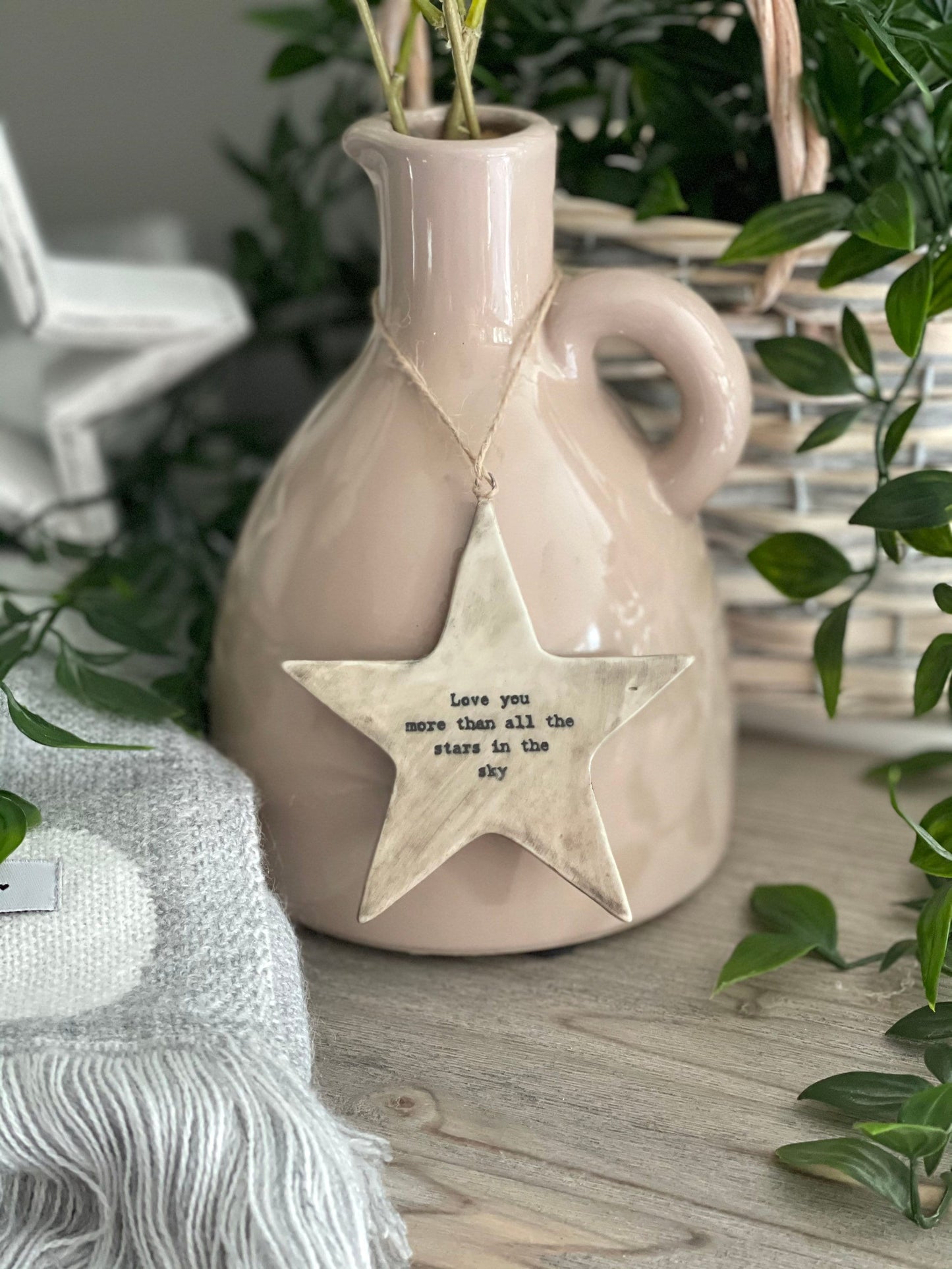 East Of India Rustic hanging star - Love You
