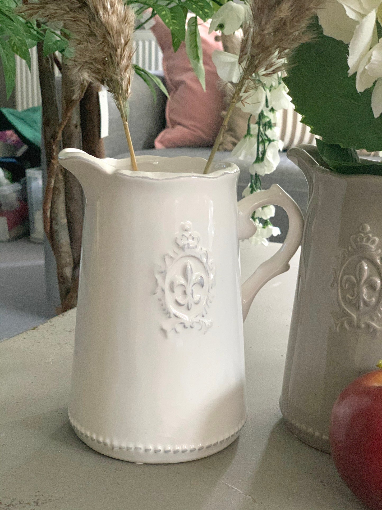Fleur De Lis Jug, Grey or White