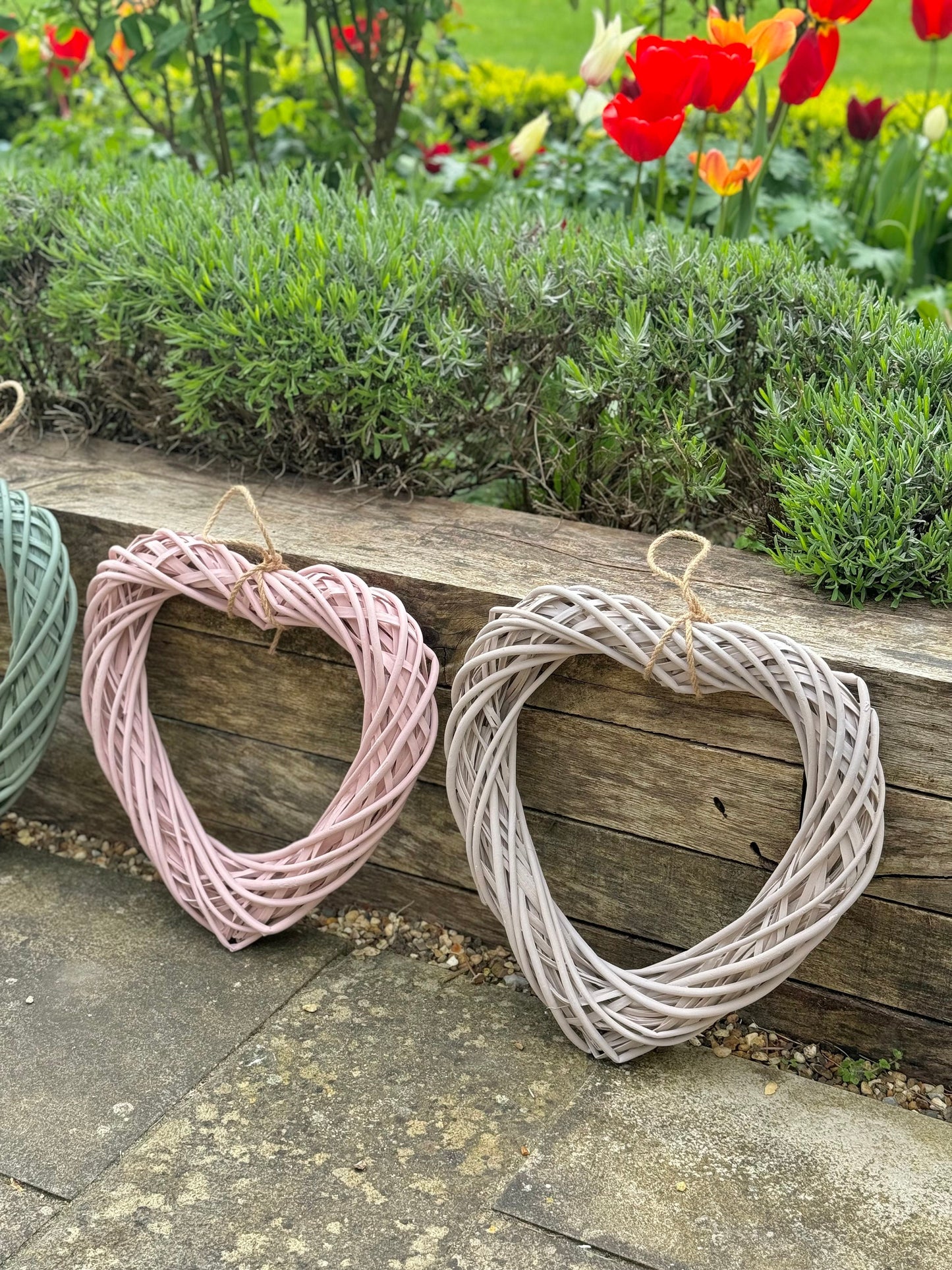 Medium Taupe Wicker Hanging Heart - 40cm