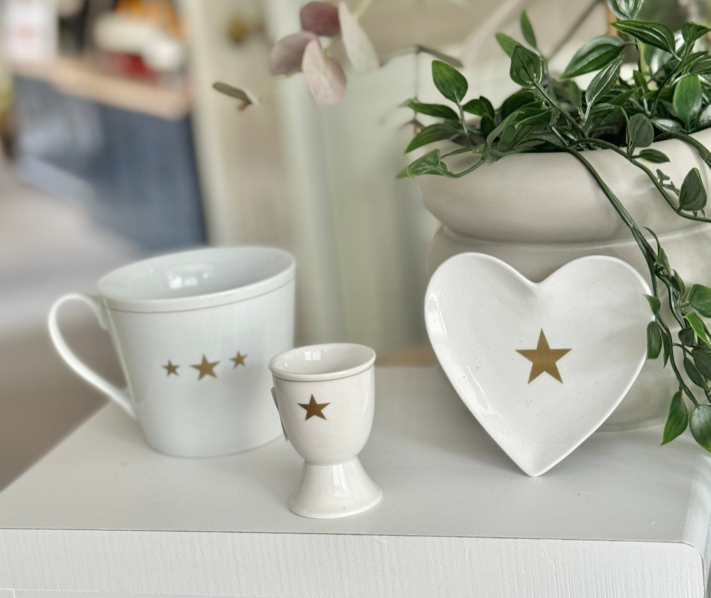 Porcelain Egg Cup with Gold Star