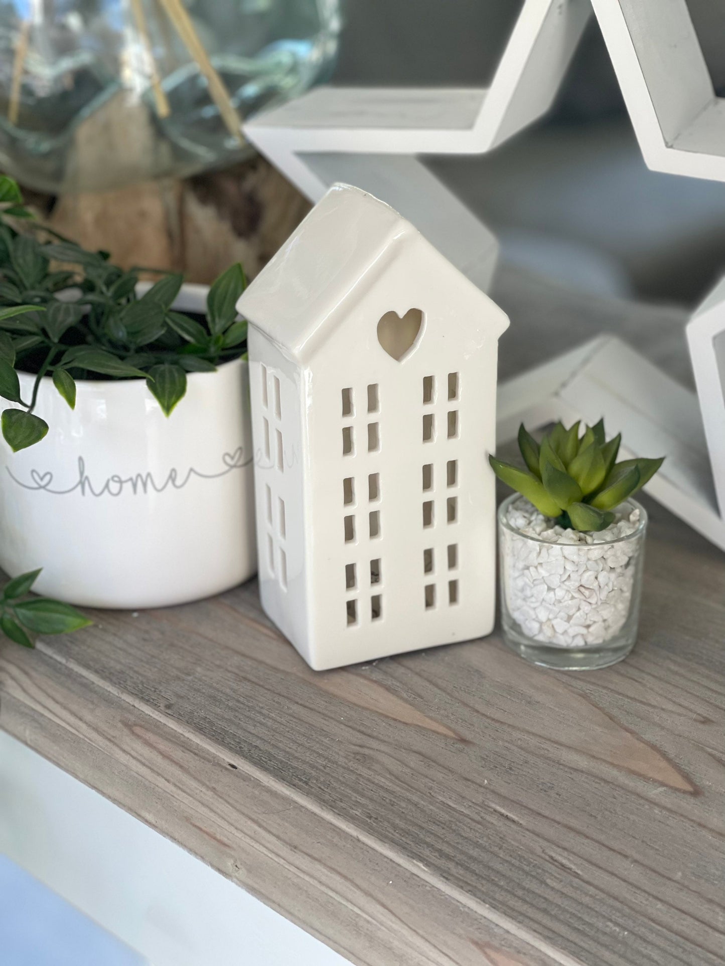 Tall Ceramic LED Heart House - 2 Colours Available