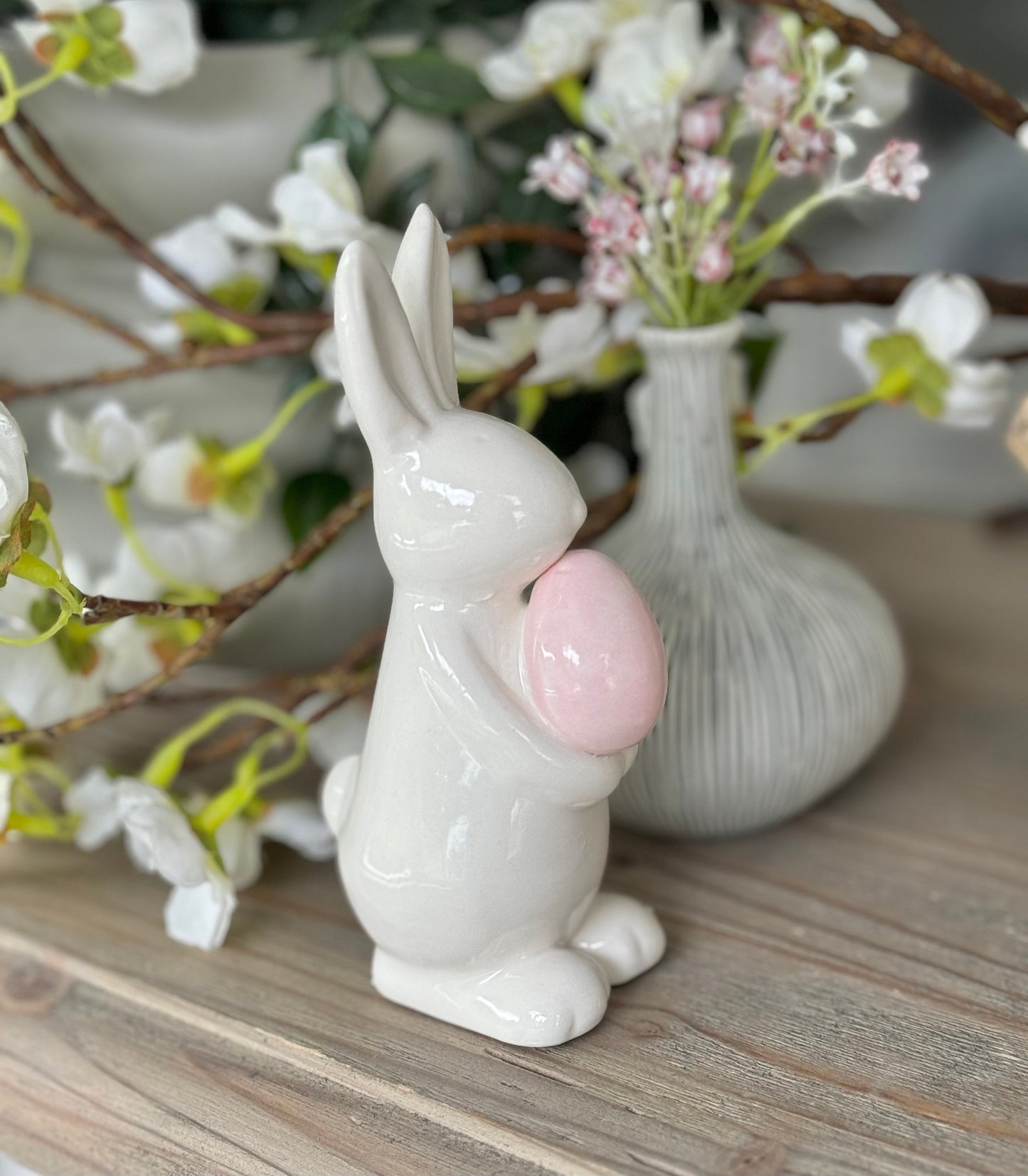 Ceramic White Easter Bunny - Available in 2 colours