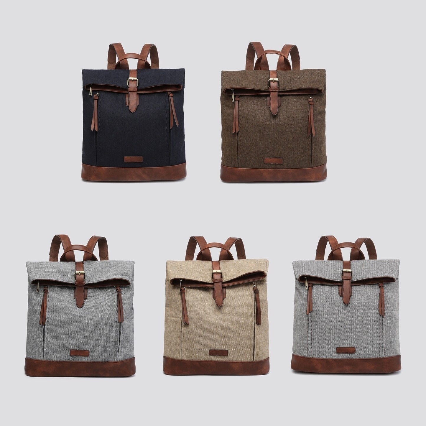 Black Herringbone Rucksack/Backpack