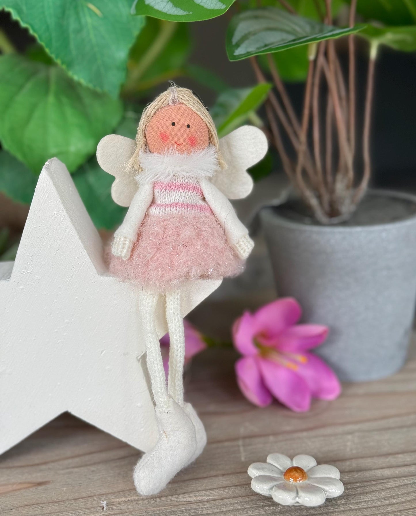 Soft Sitting Fairies with Boucle Skirt and Wings - Available in 2 colours