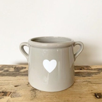 Ceramic Pot with Tag -  Grey 10cm