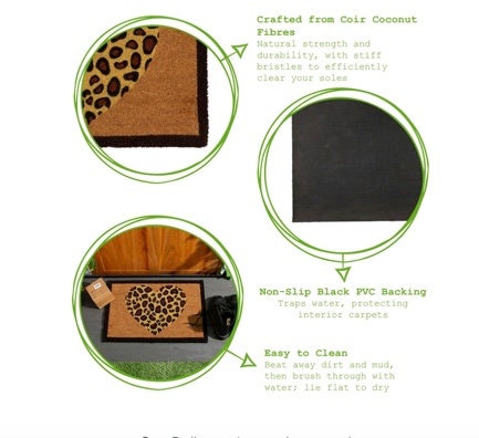 Leopard Heart Non-Slip Door Mat