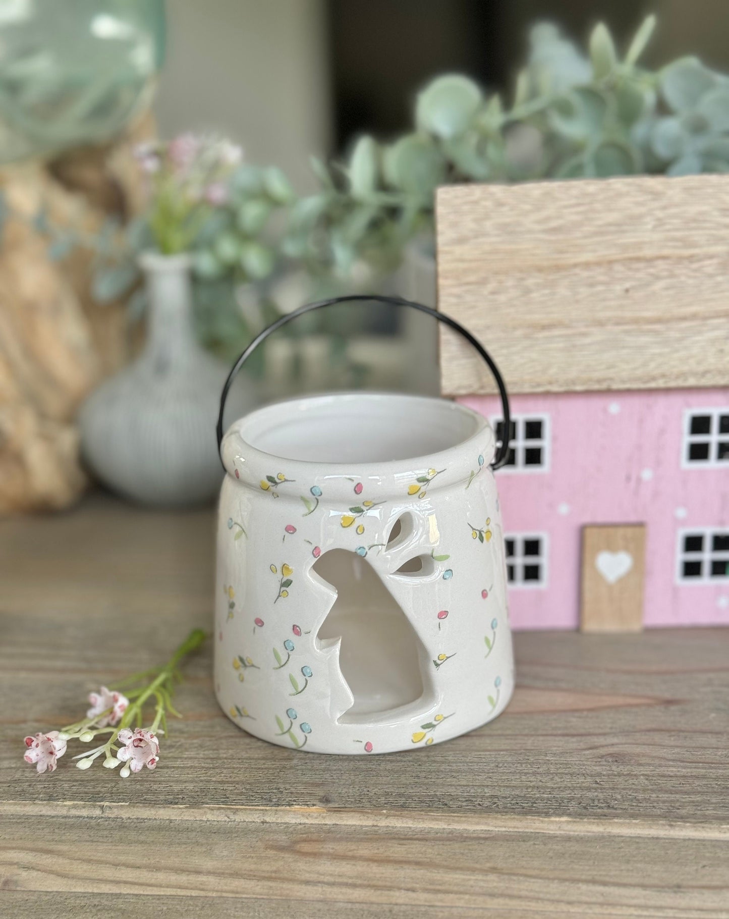 Bunny Tea Light Holders with Floral Prints