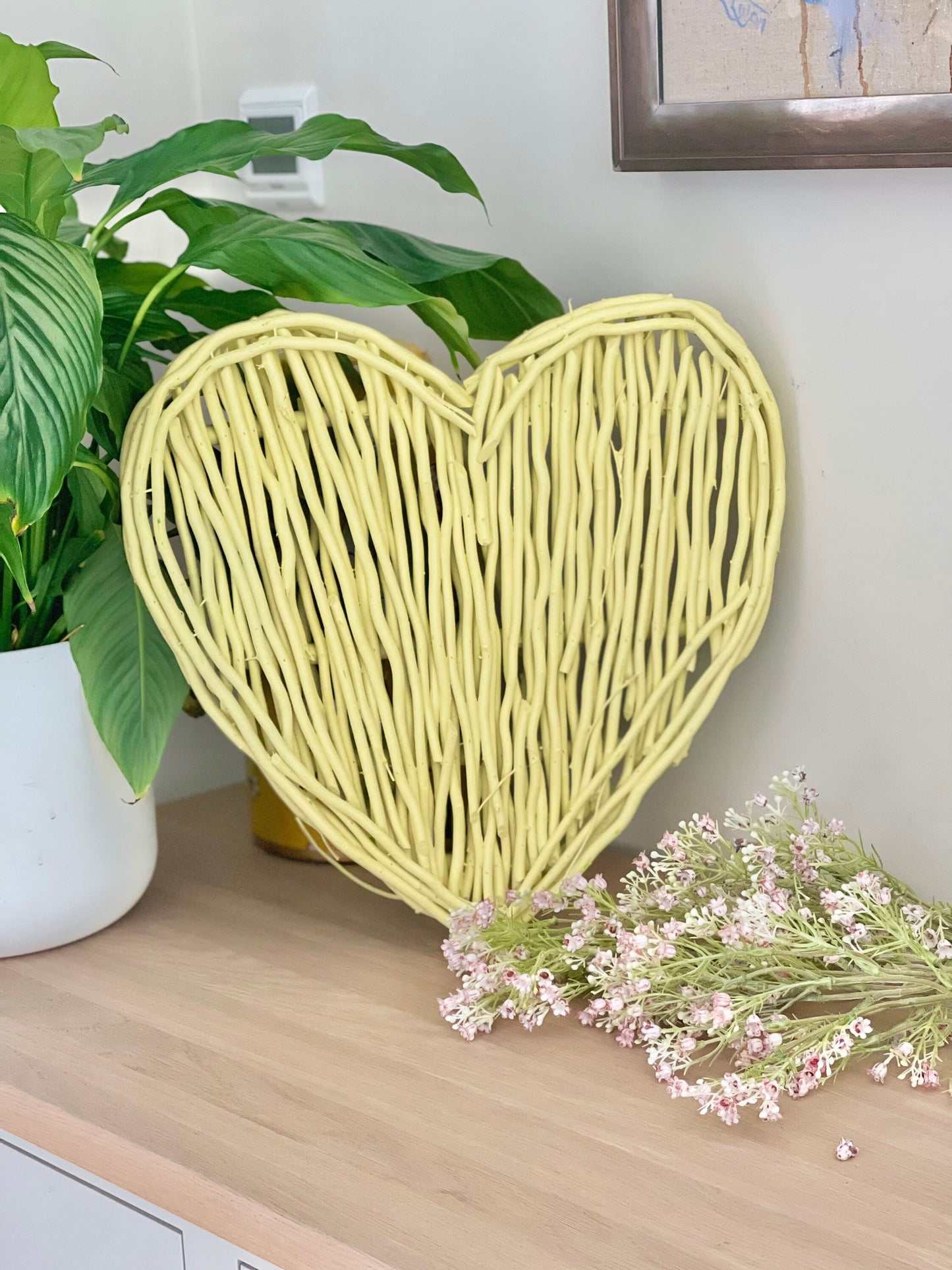 Small Yellow Wicker Heart- 40cm
