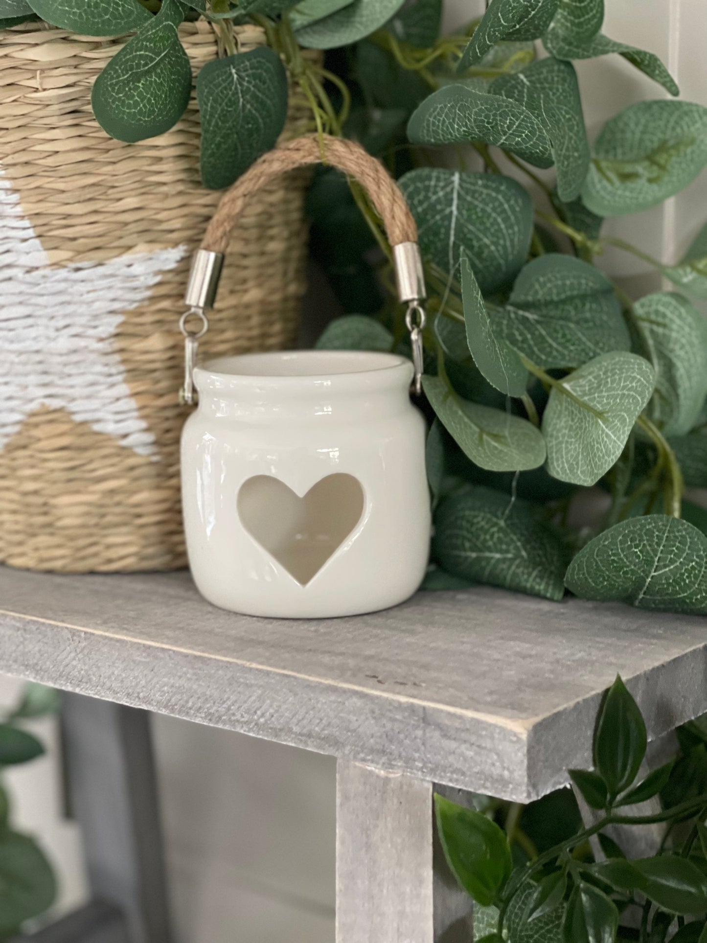 White Heart Cut Lantern - 2 sizes Available