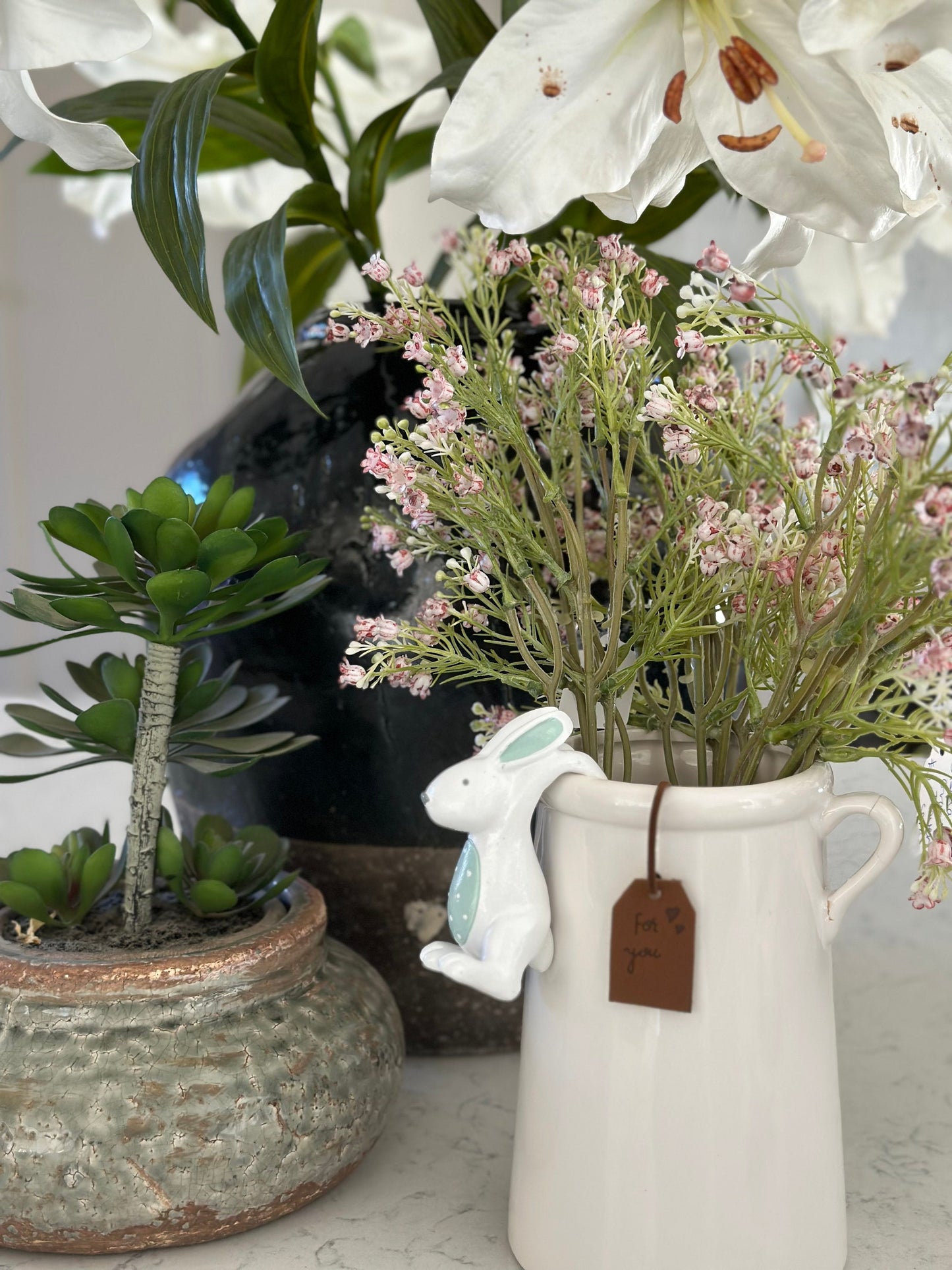 White Bunny Pot Hanger