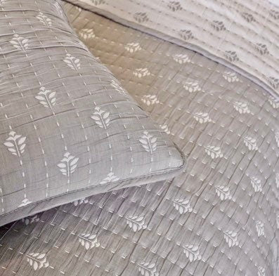 Biggie Best Large Grey Pick Stitch Bedspread