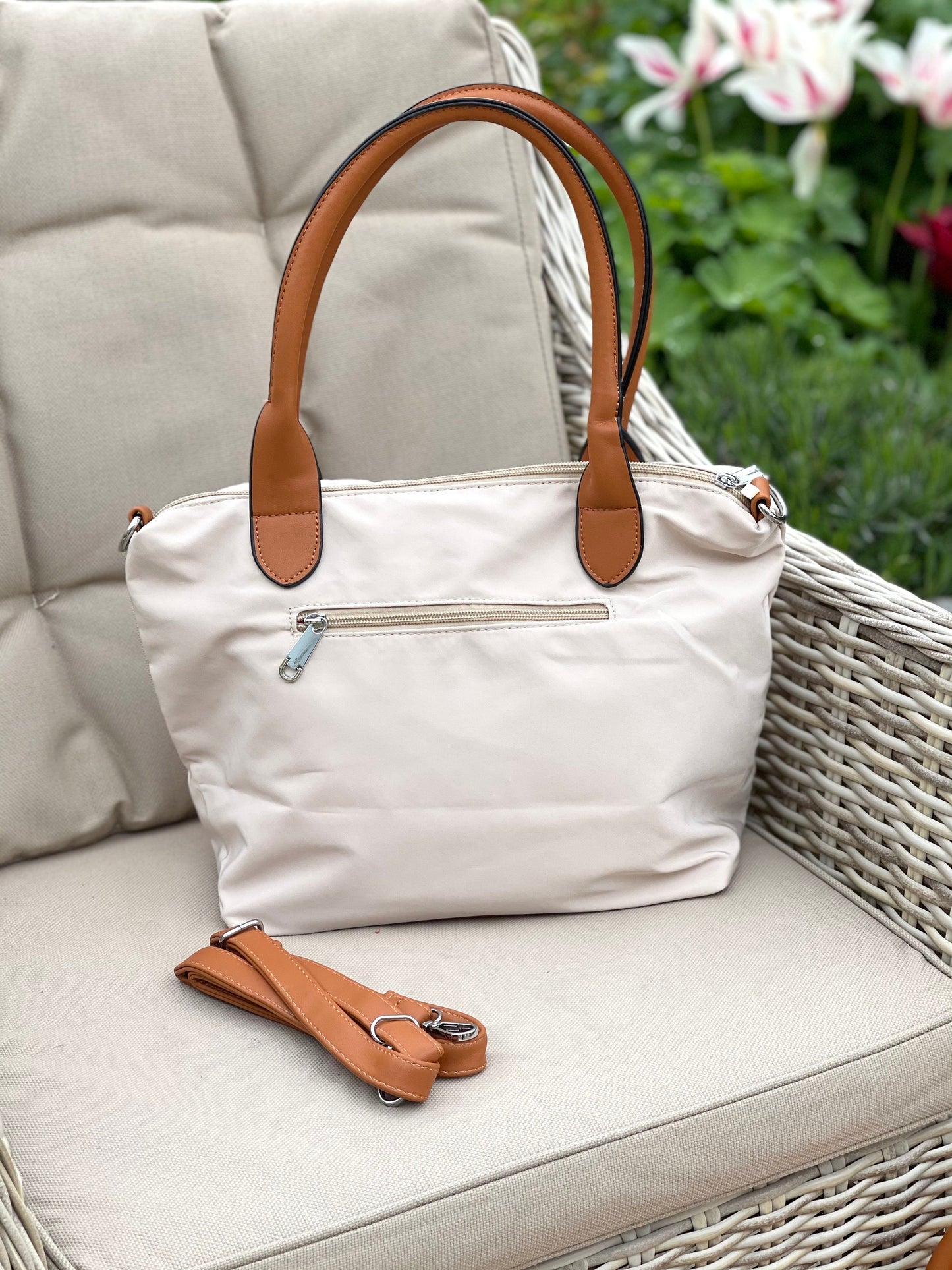 Lightweight Beige Nylon Star Bag