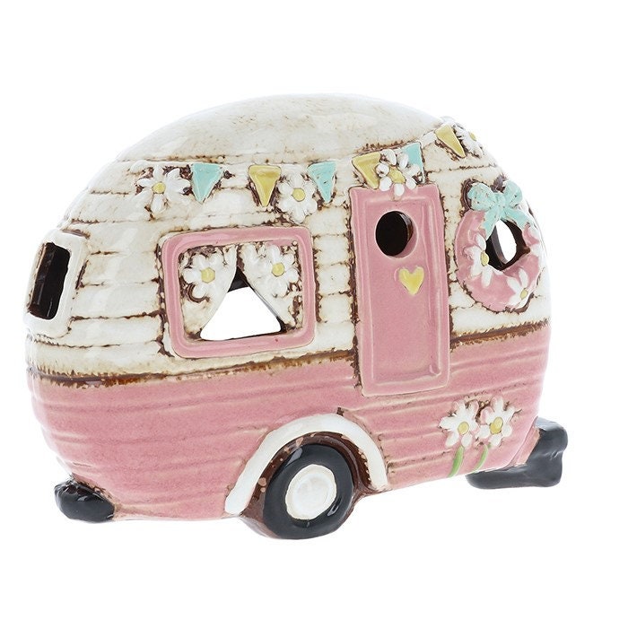 Pink Caravan Bunting Tealight Candle Holder