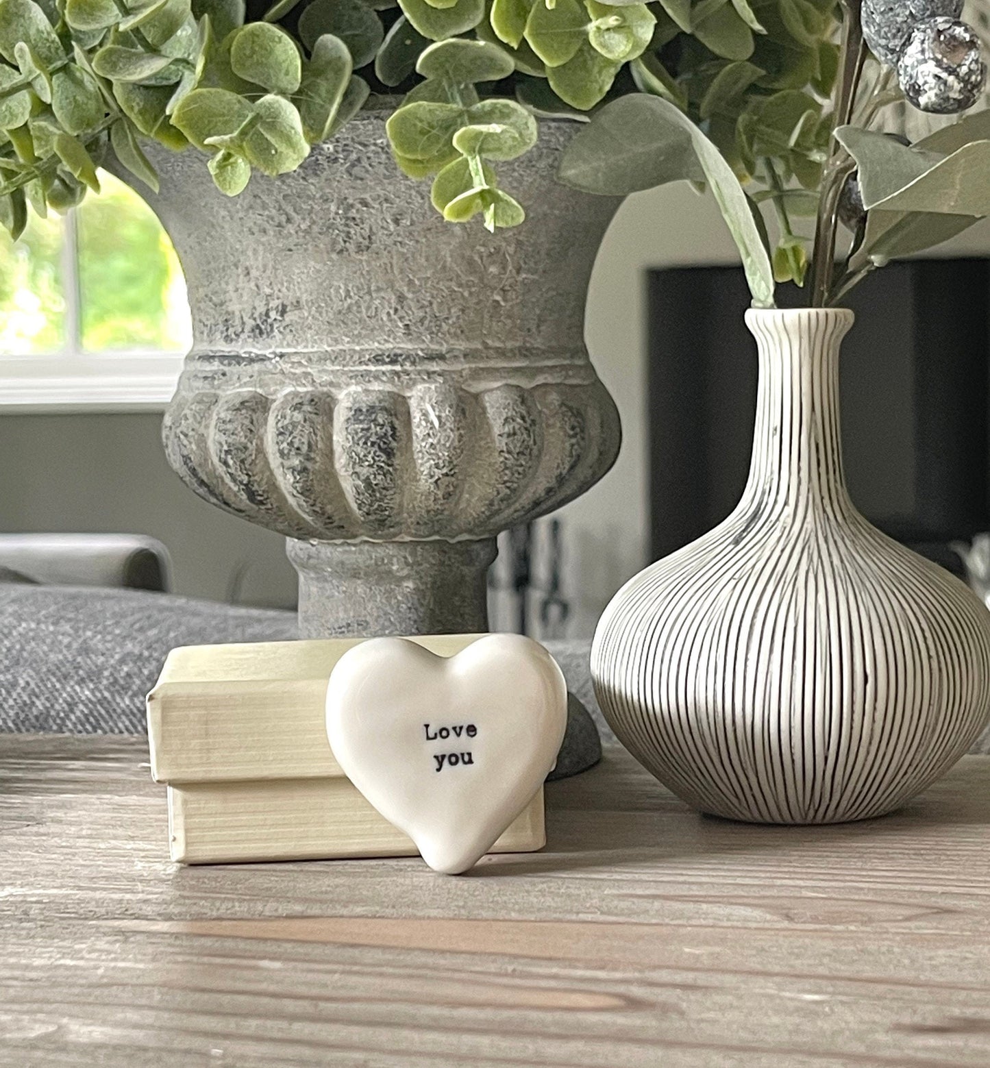 Gift Box - "Love You " Porcelain Pebble Heart