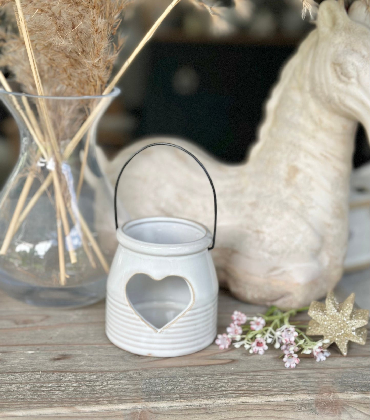 White Heart Cut Lantern