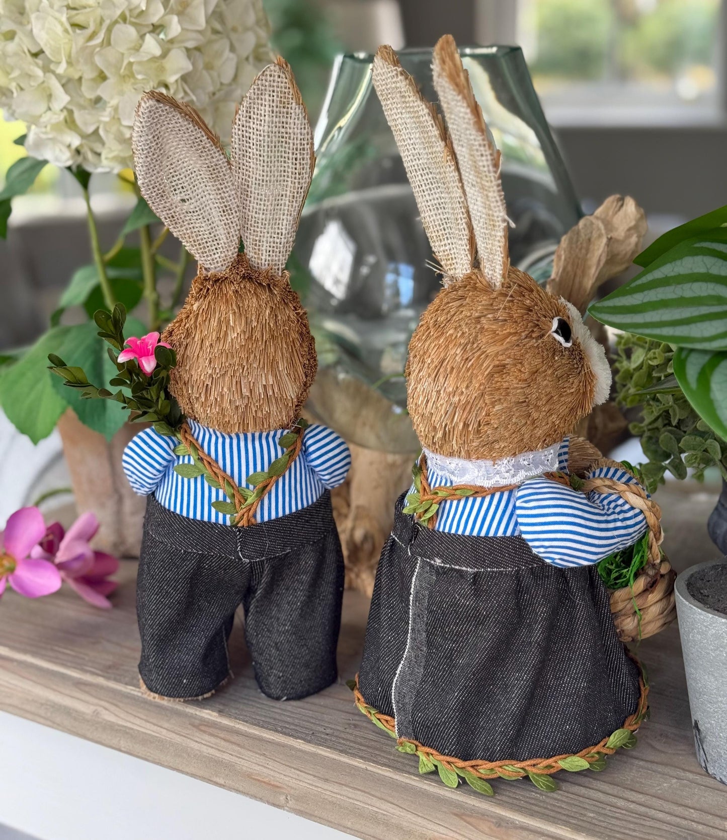 Mr and Mrs Bristle Bunny with Carrot/Basket - Sold Individually
