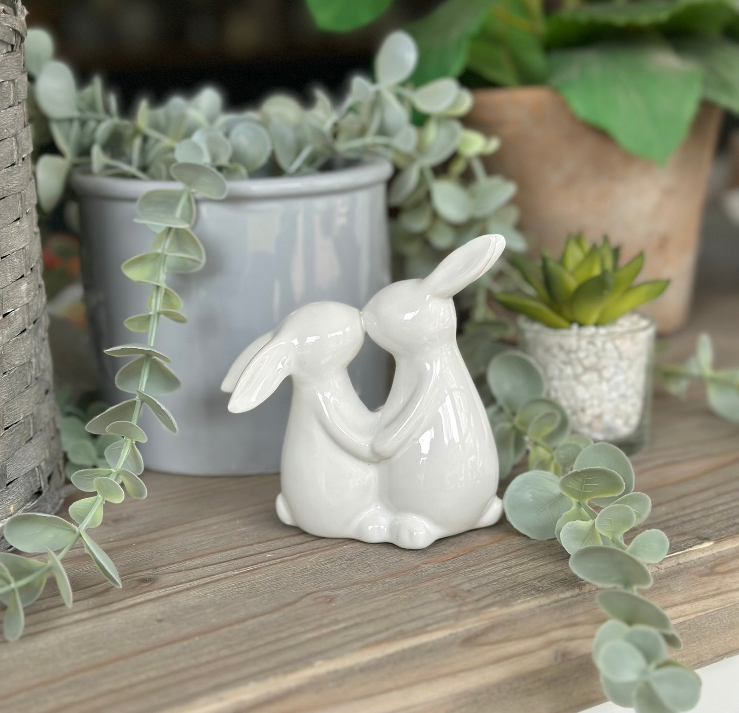 White Kissing Bunnies