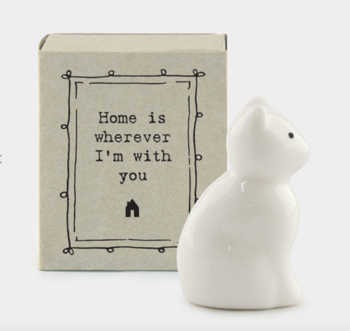 Home is where I am with you Matchbox Porcelain Cat
