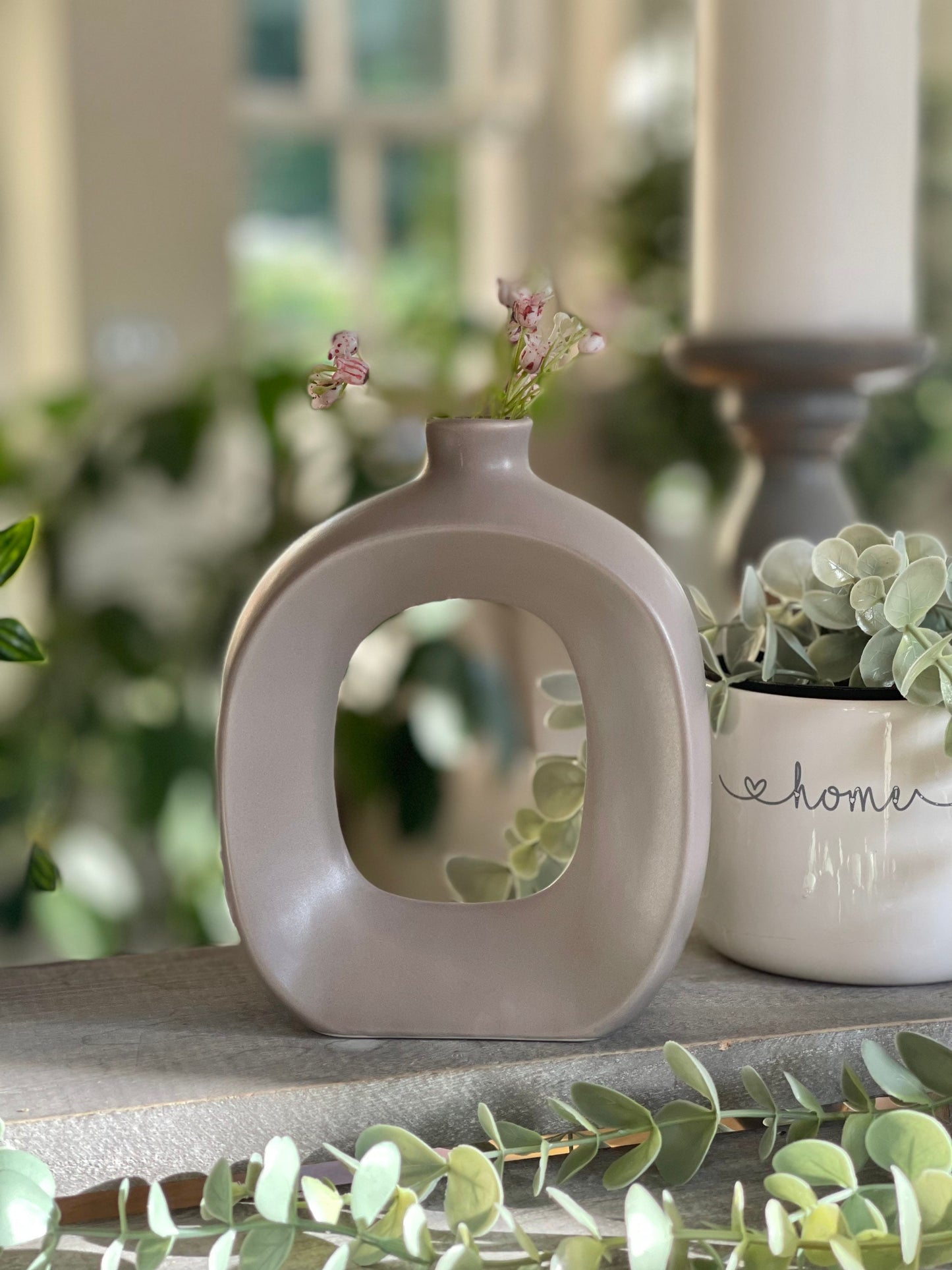 Grey Decorative Oval Vase