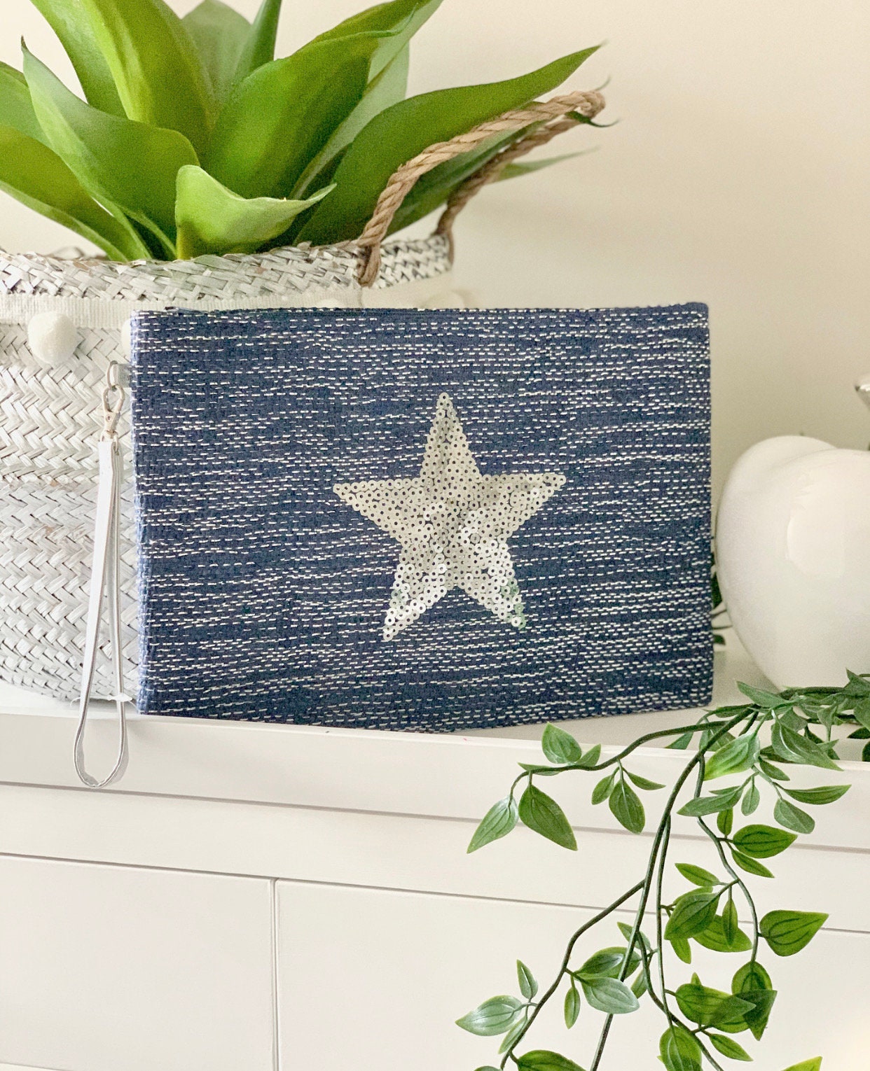 Blue/Silver Star Shopping Bag