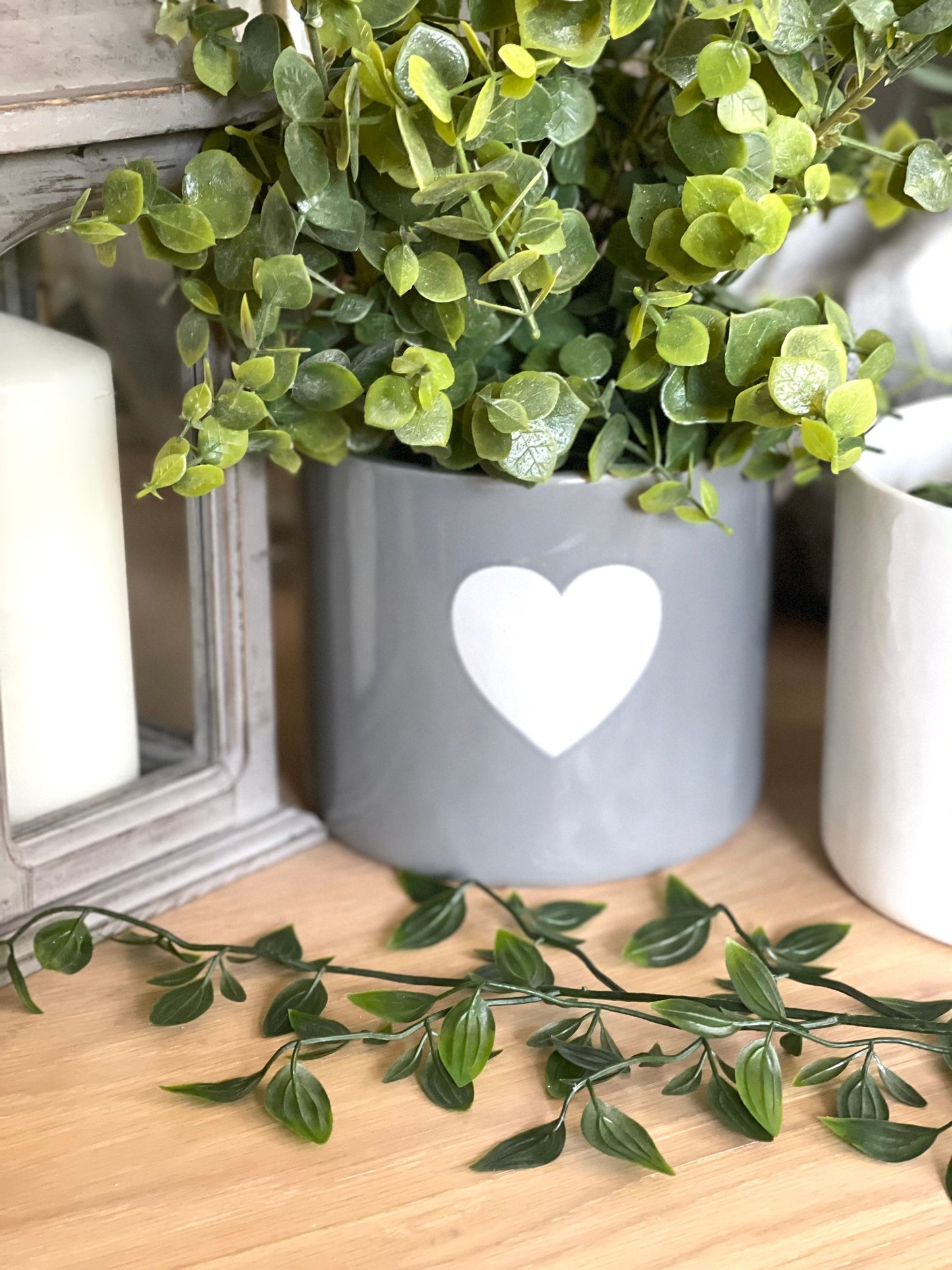 Heart Ceramic Flower Pot - Grey or White