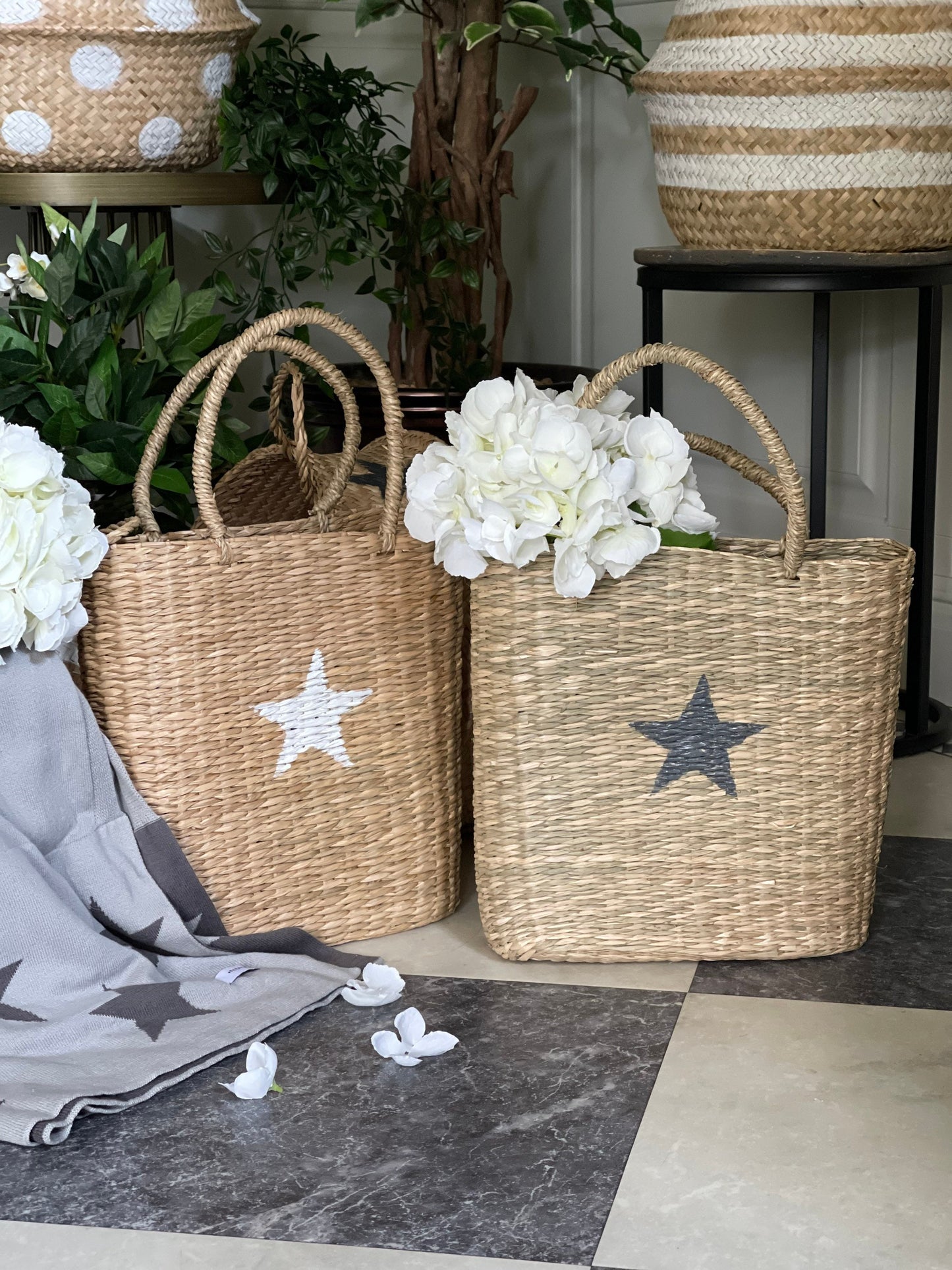 Seagrass White Star Tote