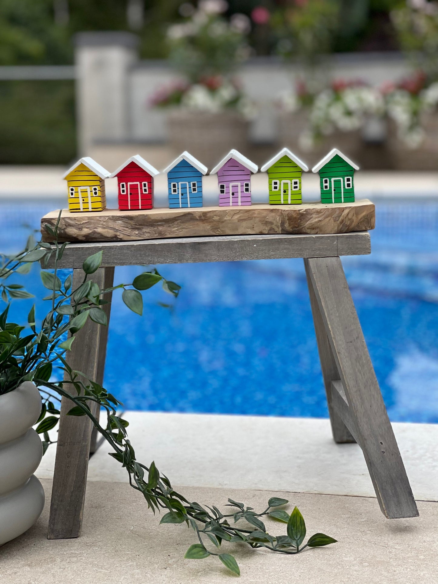 Brightly Coloured Beach Huts on a Block - 2 colour options available