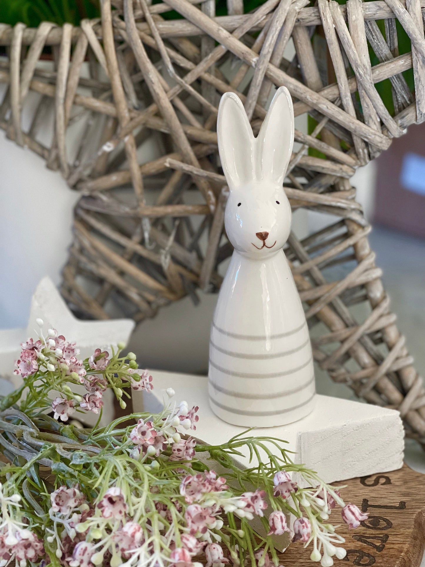 Ceramic White Striped Rabbit