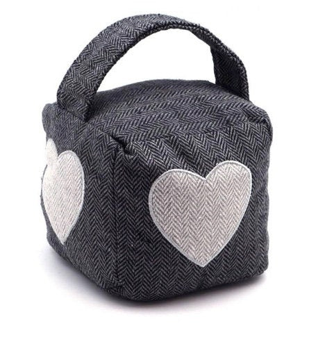Grey Heart Door Stop - Grey Herringbone