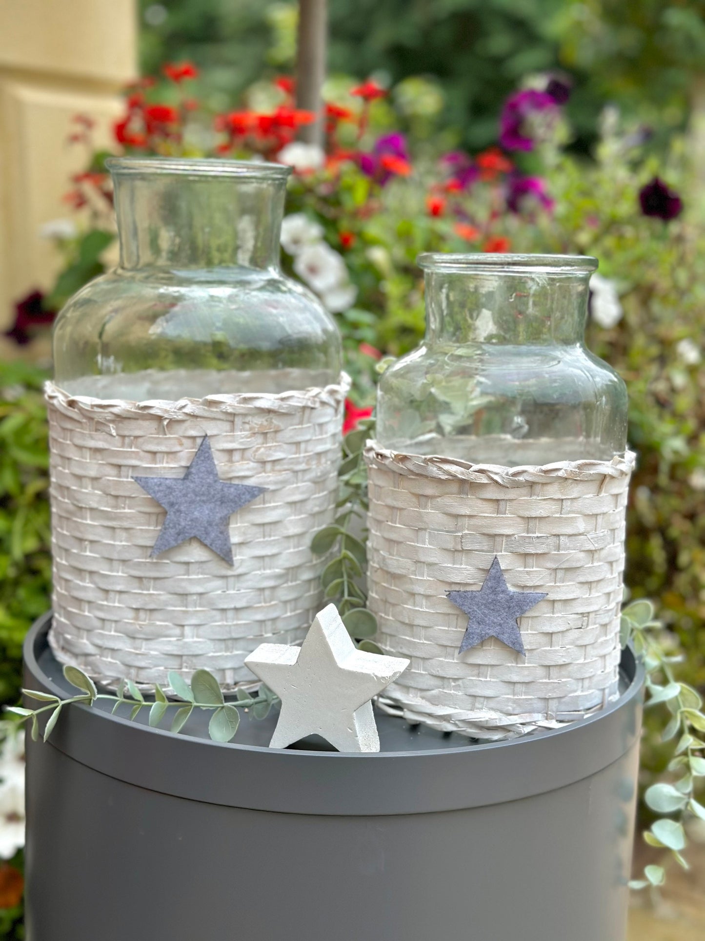 Parlane White/Grey Star Glass Jar - Available in 2 sizes