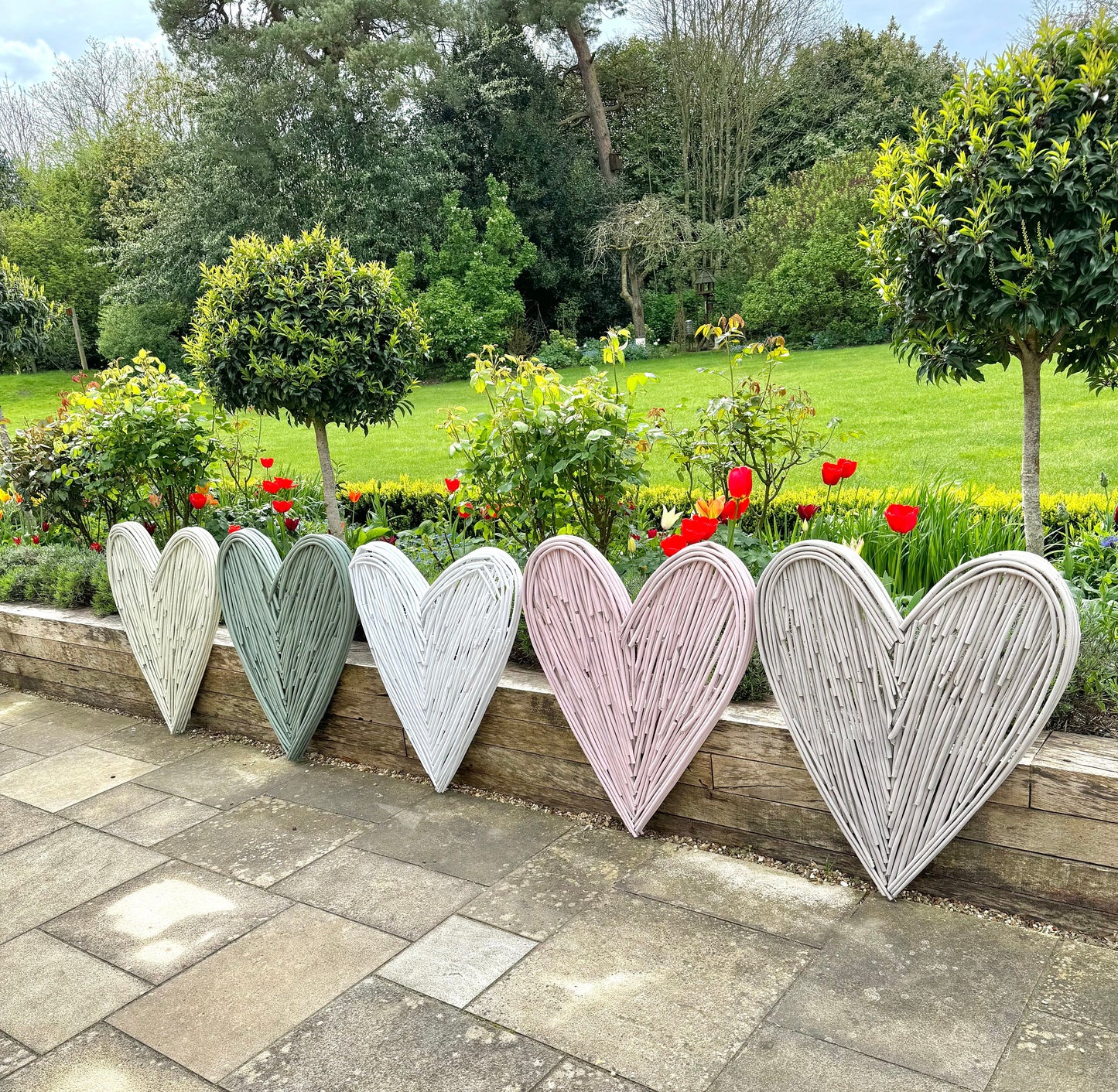 Large Rose Pink Wicker Heart- 85cm