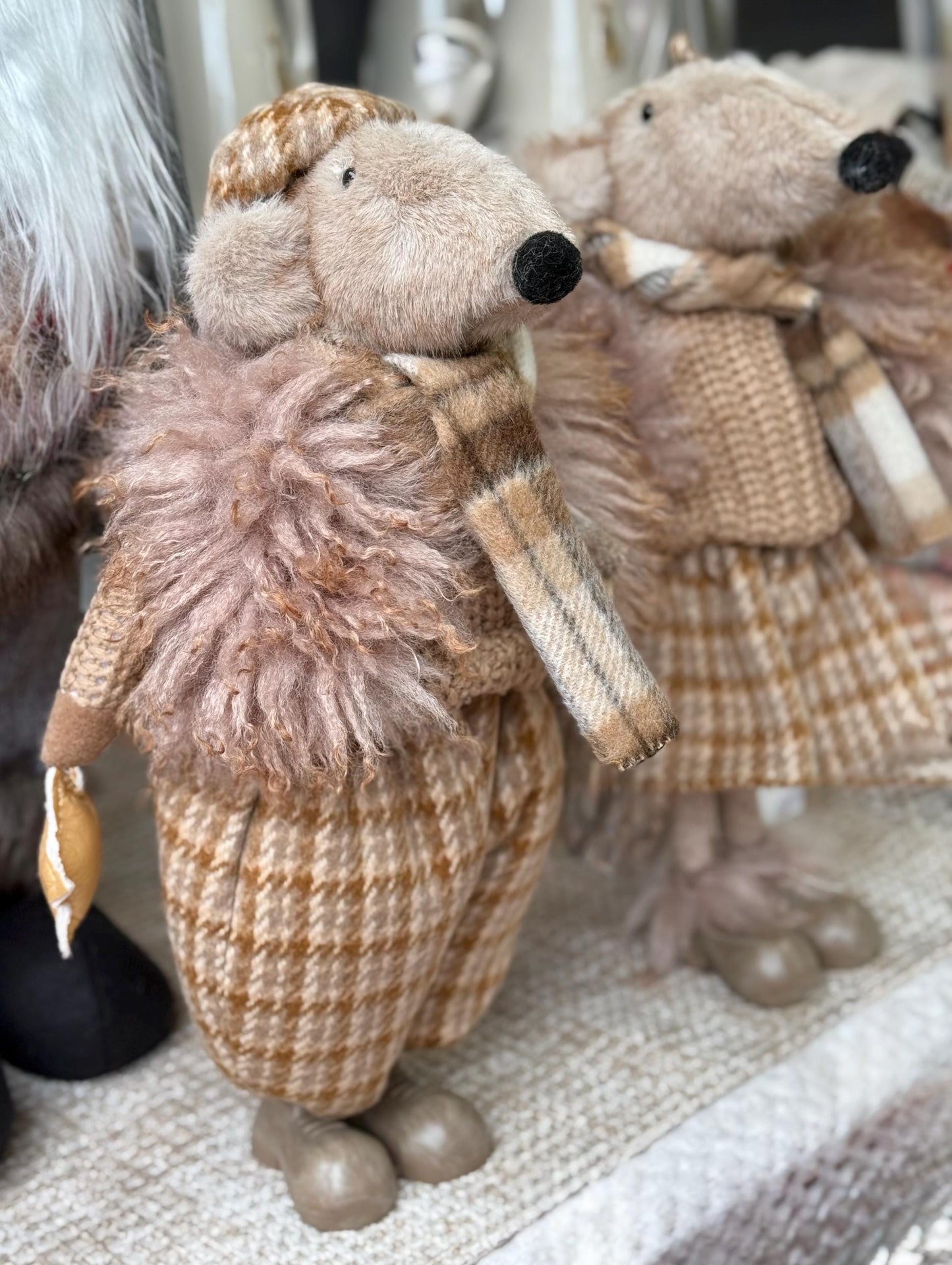 Super Soft Festive Mice Couple With Fur Coats