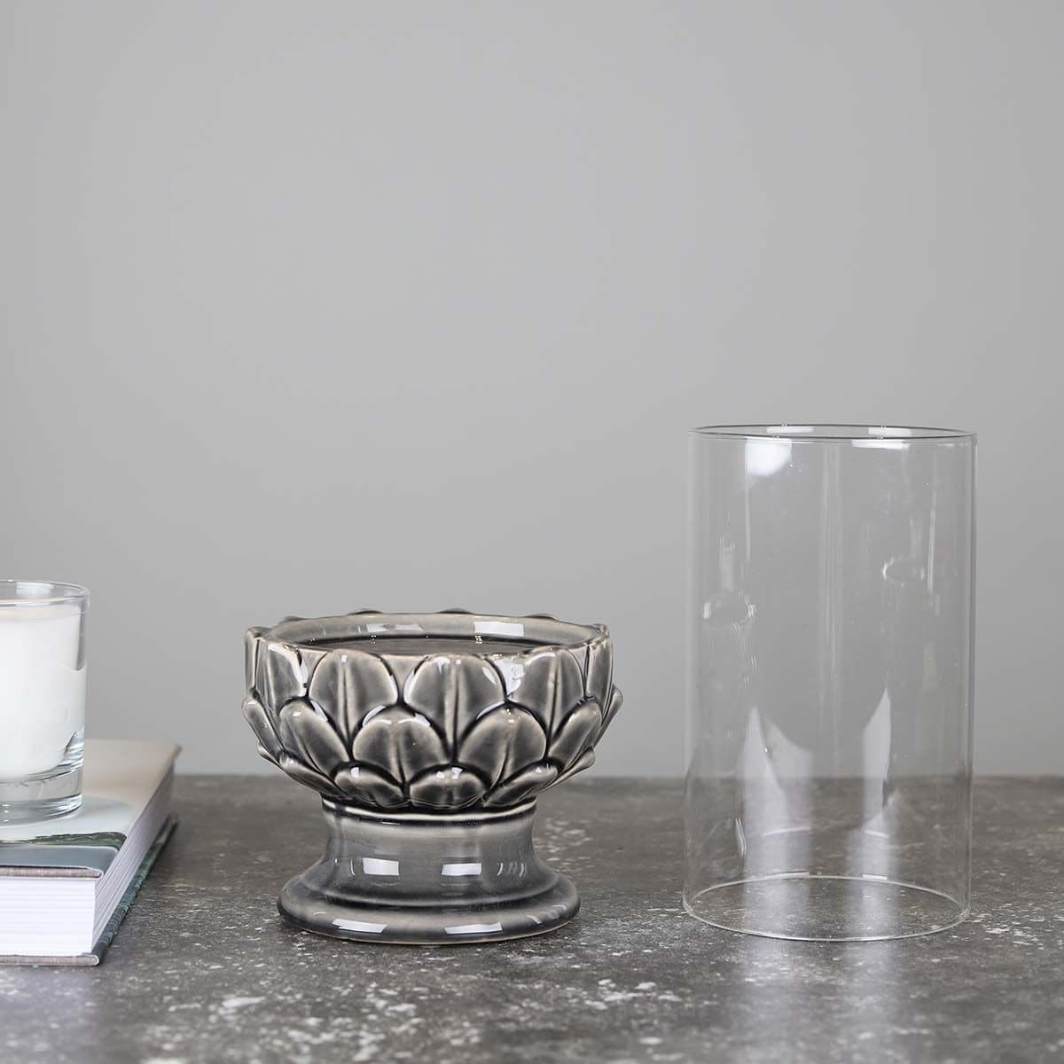 Dark Grey Ceramic Glass Hurricane