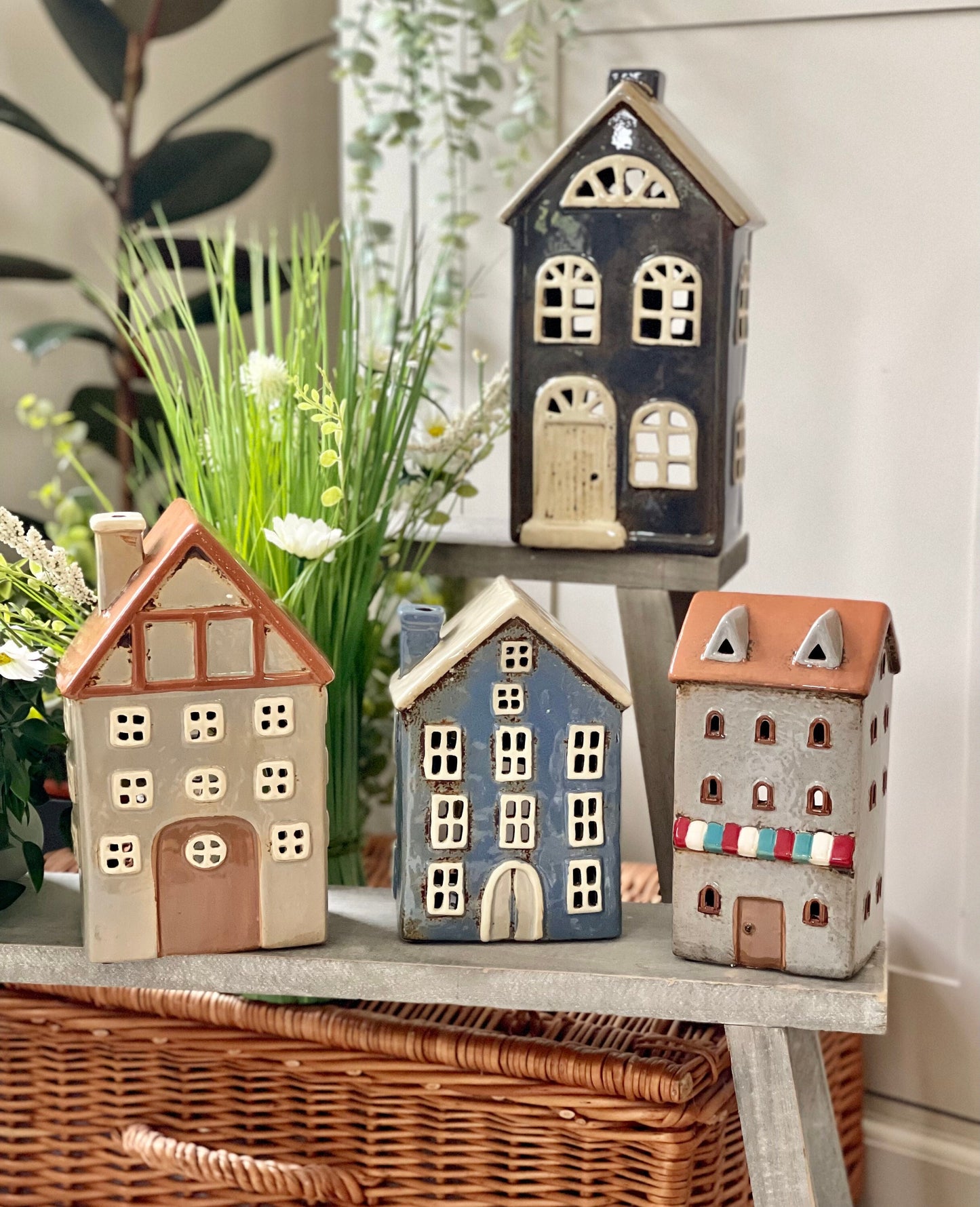 Ceramic House/Cottage Candle Holder - 18cm