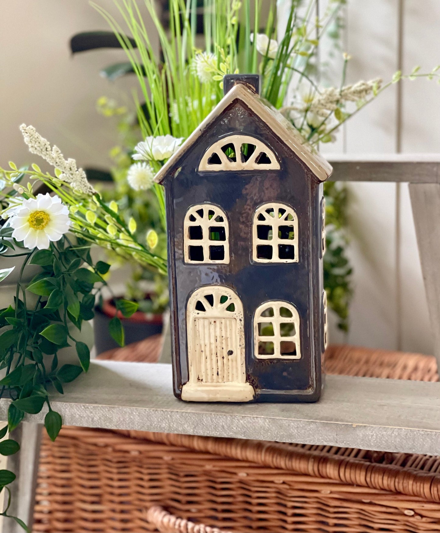 Ceramic House/Cottage Candle Holder - 26cm