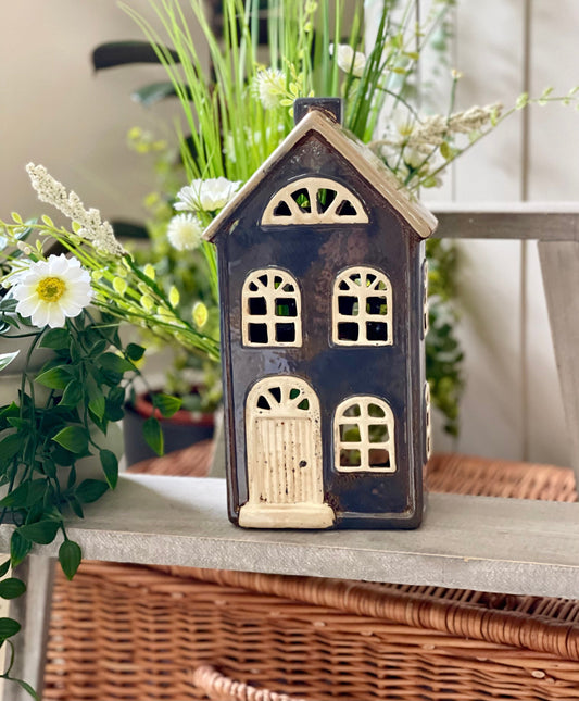 Ceramic House/Cottage Candle Holder - 26cm