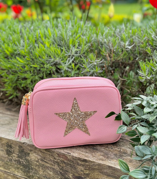 Pink Cross Body Handbag with Gold Star